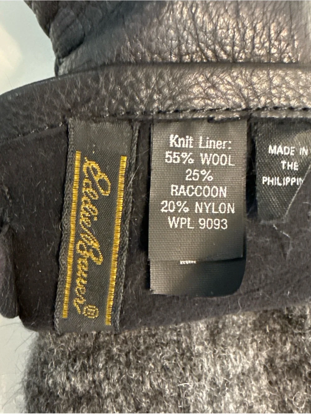 Eddie Bauer Women’s Deerskin Knit Linner Wool Black Gloves Size M